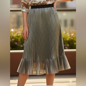 Take 50% OFF- Metro Wear Shimmering Silver A-Line Skirt, Size-M